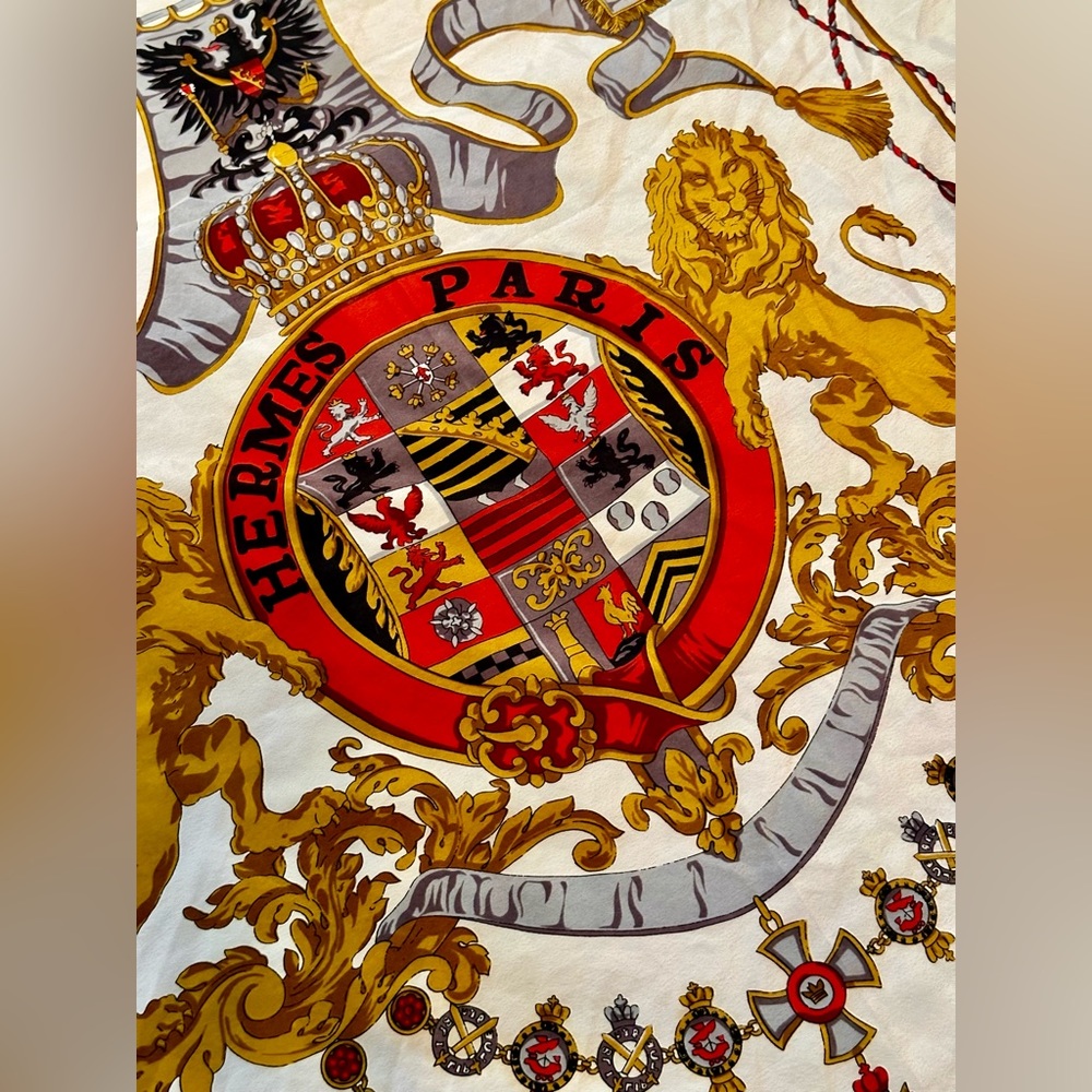 Vintage Hermes Crest Scarf